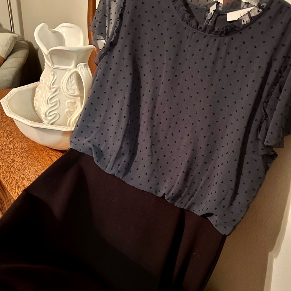 Loft dress. Smokey blue and black. Never worn. Size 10.